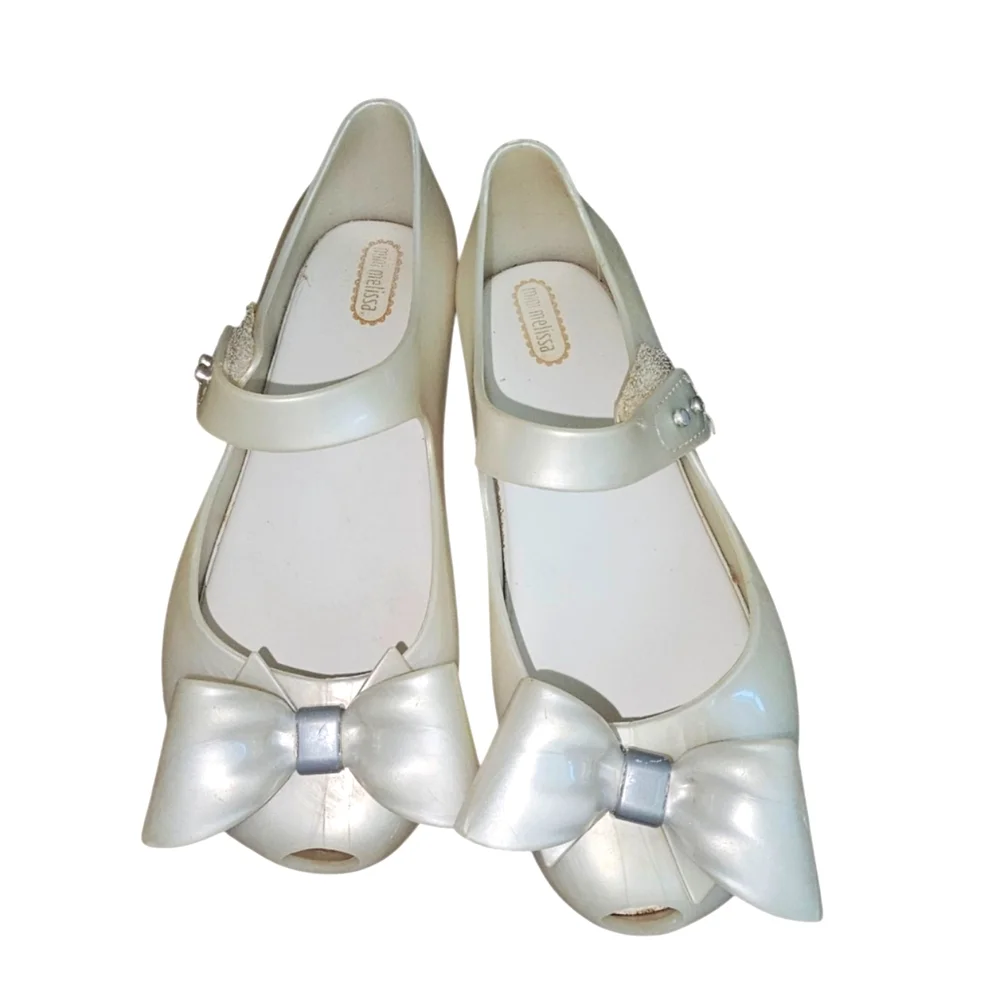Mini Melissa Elegant Kids White Bow Shoes